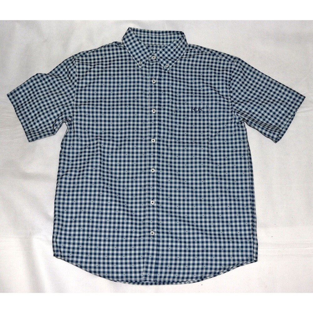 Huk Tide Point Performance Men's Short Sleeve Button Down‎ Shirt Size Medium